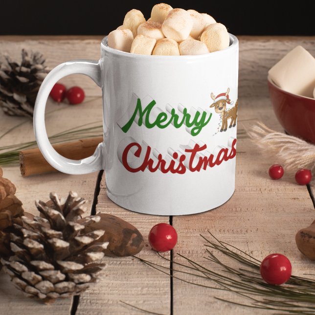 Mug Joyeux vacances Reindeer demi-écriture Noël (Créateur téléchargé)