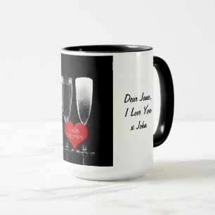 Mug Joyeux Valentine Champagne Flute Lunettes Coeurs r