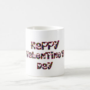 Mug Joyeux Valentine Love Hearts Typographie mignonne
