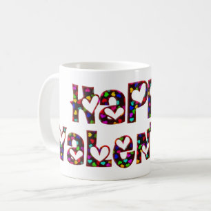 Mug Joyeux Valentine Love Hearts Typographie mignonne