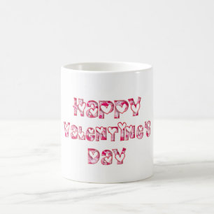 Mug Joyeux Valentine Love Hearts Typographie rose