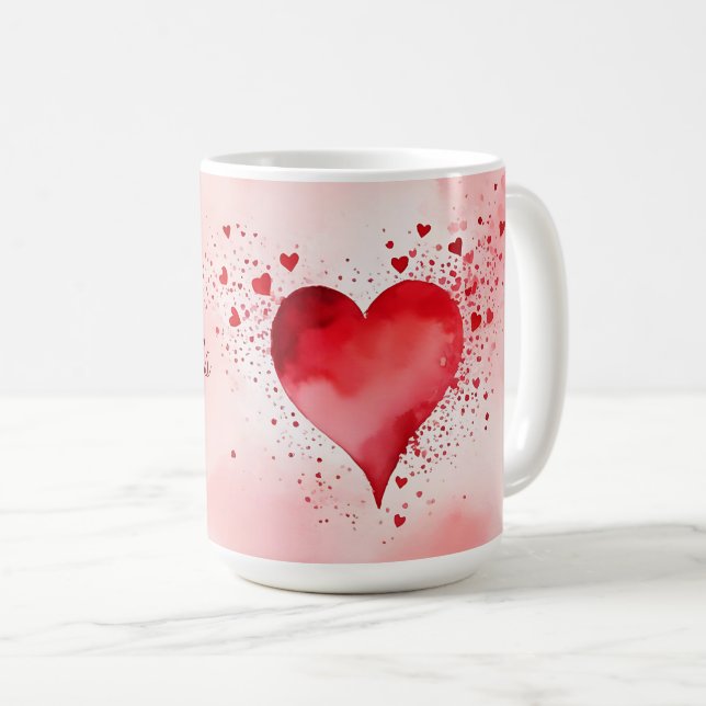 Mug Joyeux Valentines Coeur rouge (Devant droit)
