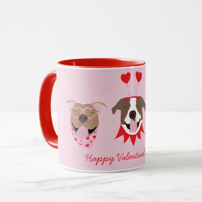 Mug Joyeux Valentines Day American Pit Bull Terriers (Devant gauche)