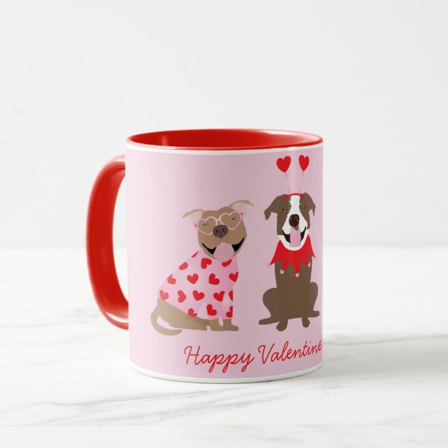Mug Joyeux Valentines Day American Pit Bull Terriers (Devant gauche)