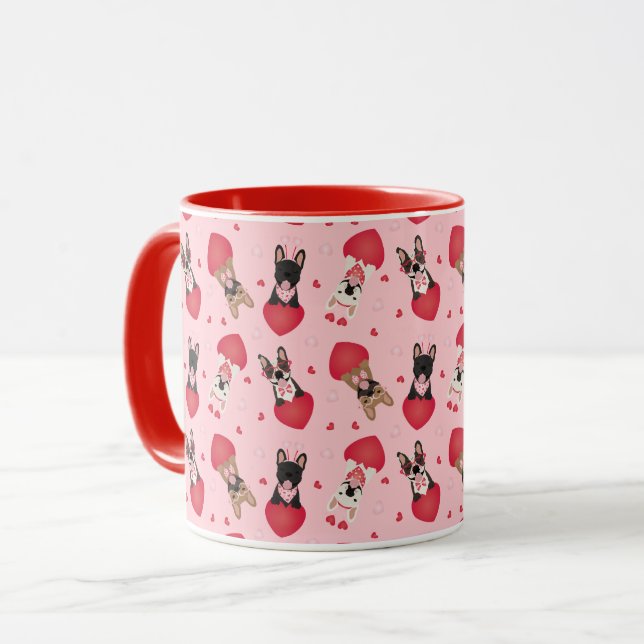 Mug Joyeux Valentines Day Bulldogs français (Devant gauche)