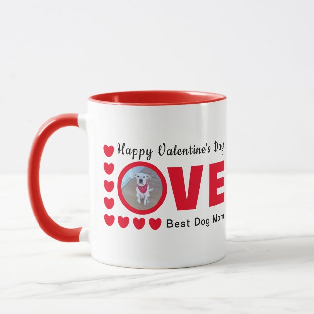Mug Joyeux Valentines Jour Chien Maman Amour Coeurs Ro (Gauche)