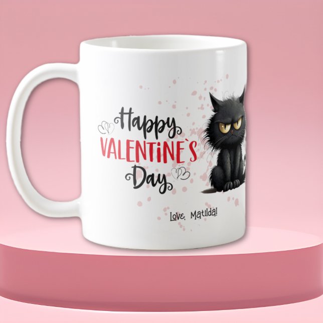 Mug Joyeux Valentines Jour Drôle Chat Noir (Créateur téléchargé)
