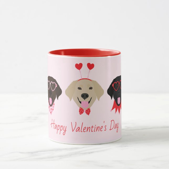 Mug Joyeux Valentines Labrador Retriever Dogs (Centre)