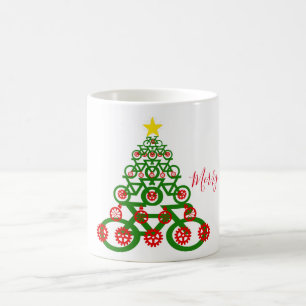 Mug Joyeux vélo de recyclage d'arbre de Noël