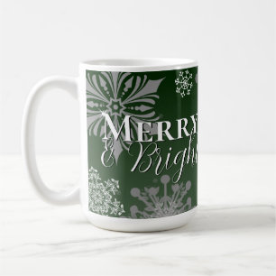 Mug Joyeux vert et flèches de neige brillantes Noël