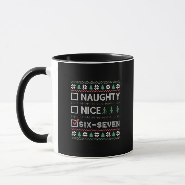 Mug Joyeux vilain Six Sept Drôle  6 7 Noël laid  (Gauche)