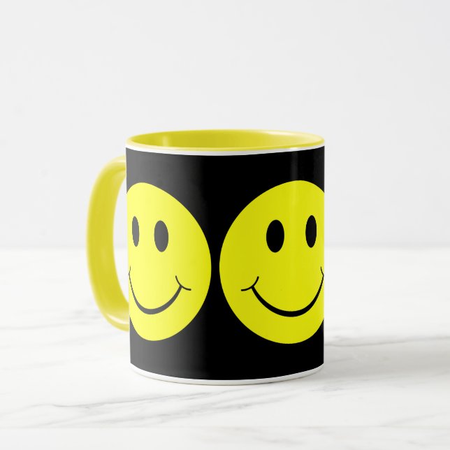 Mug Joyeux visages jaunes noirs (Devant gauche)