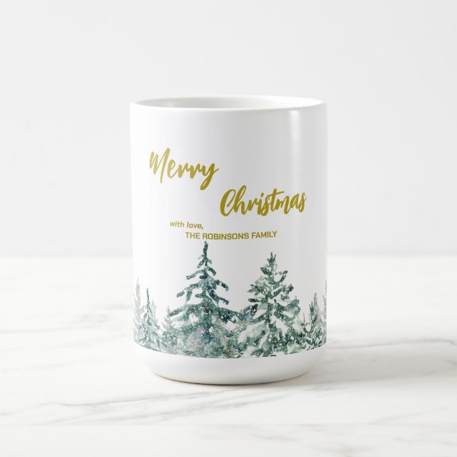 Mug Joyeux xmas forêt moderne Gold script Holiday (Centre)
