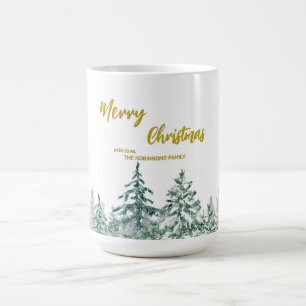 Mug Joyeux xmas forêt moderne Gold script Holiday