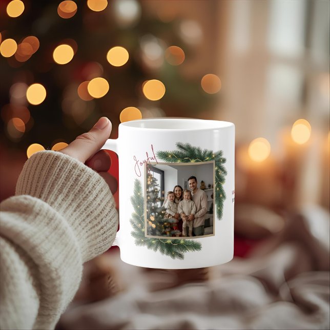Mug Joyful Christmas Photo Frame Personalized Family  (Créateur téléchargé)