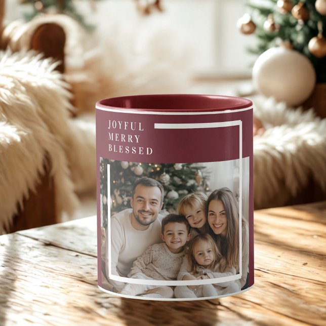 Mug Joyful Merry Blessed Christmas Photo Custom  (Créateur téléchargé)