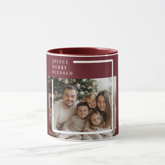 Mug Joyful Merry Blessed Christmas Photo Custom  (Centre)