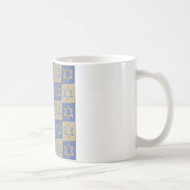 Mug Judaica Star de David Metal Gold Blue (Droite)