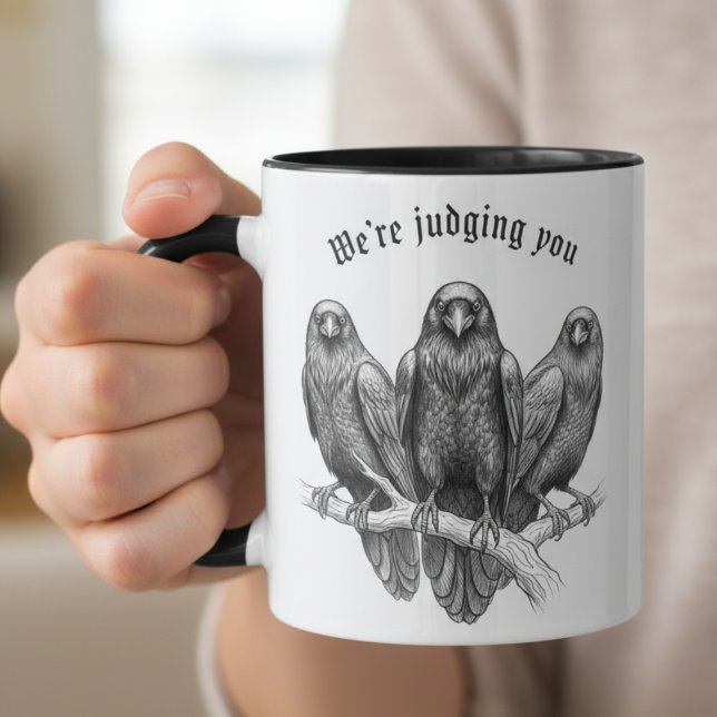Mug Juger les Corbeaux Dark Academia Gothique (Funny raven coffee mug)