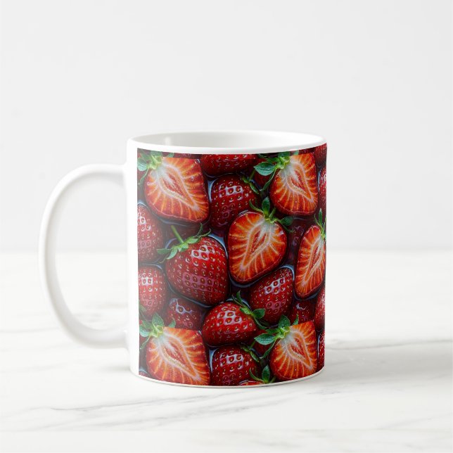 Mug Juicy Fresh Red Strawberries Summer Fruit Pattern (Gauche)