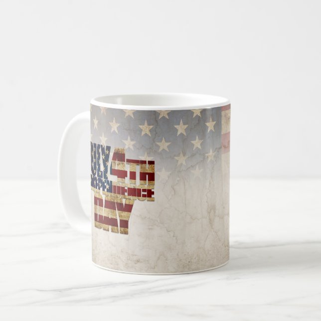 Mug Juillet 4 Jour de l'Indépendance Conception du dra (Devant gauche)