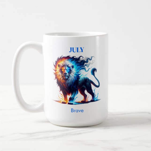 Mug Juillet Mois de naissance Esprit animal Lion cadea (Gauche)