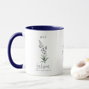 Mug Juillet Mois de naissance Fleur Larkspur Anniversa