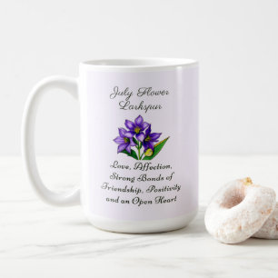 Mug Juillet Mois de naissance Fleur Larkspur Floral Ar