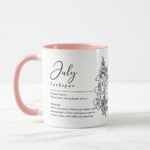 Mug Juillet Mois de naissance Fleur Larkspur Minimalis