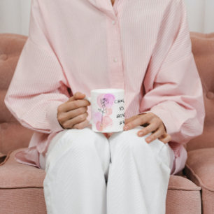 Mug Juin Fleur de naissance Rose rose violet ligne Art