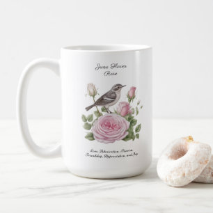 Mug Juin Mois de naissance Fleur Rose Élégant Annivers
