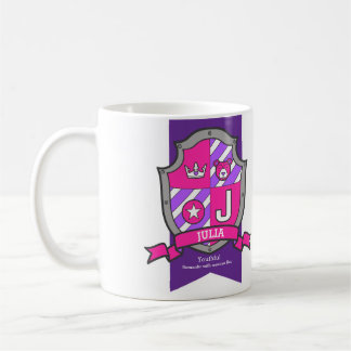 Mug Julia lettre J crest rose nom d'ours signifiant