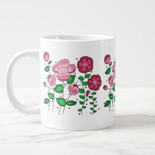 Mug Jumbo 20 oz. avec fleurs roses