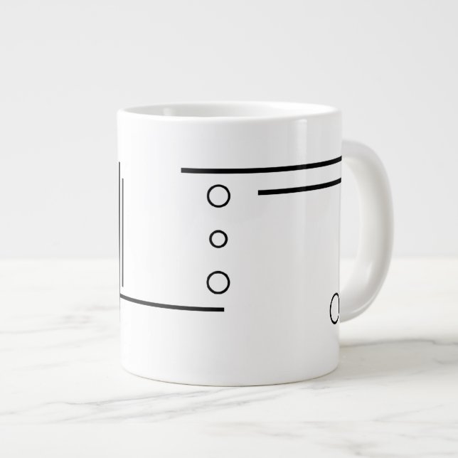 Mug Jumbo Abstrait géométrique noir et blanc (Devant droit)