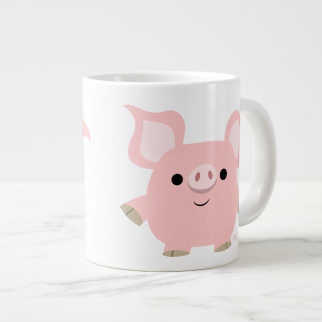 Mug Jumbo Cochon de Dessin Animé Mignon (Devant droit)
