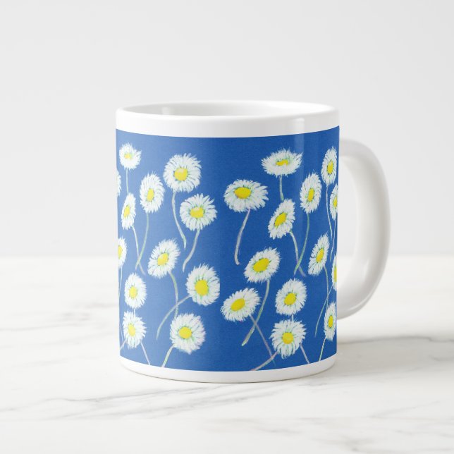Mug Jumbo Oops-a-Daisy, Blanc, Jaune, Bleu (Devant droit)