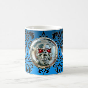 MUG JUMEAUX AQUA BLUE BLACK DAMASK