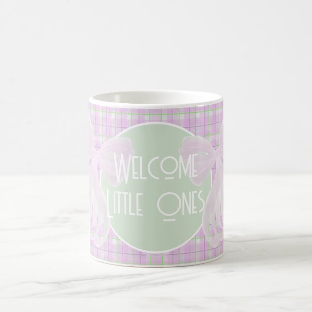 Mug Jumelles-Deux doux noeuds papillon rose transparen (Centre)