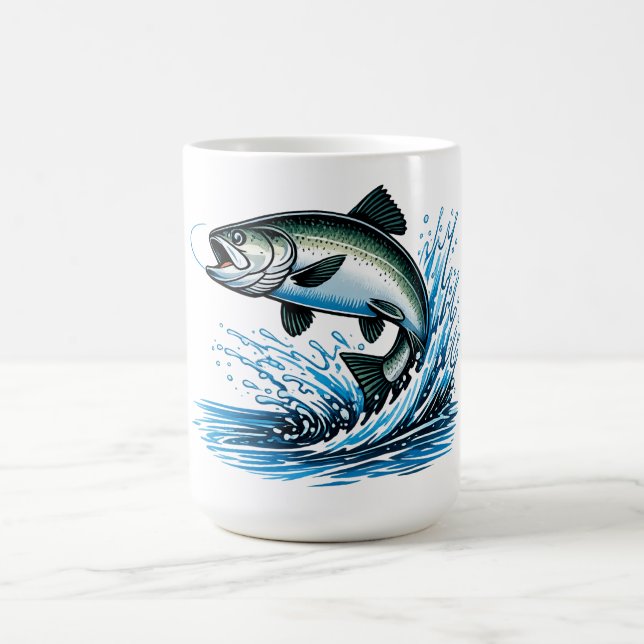 Mug Jumping Salmon Splash Gift for Fisherman Art (Centre)