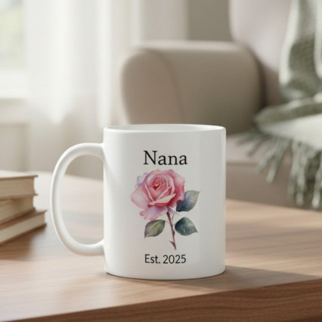 Mug June Rose Birth Flower for Nana with Year (Créateur téléchargé)