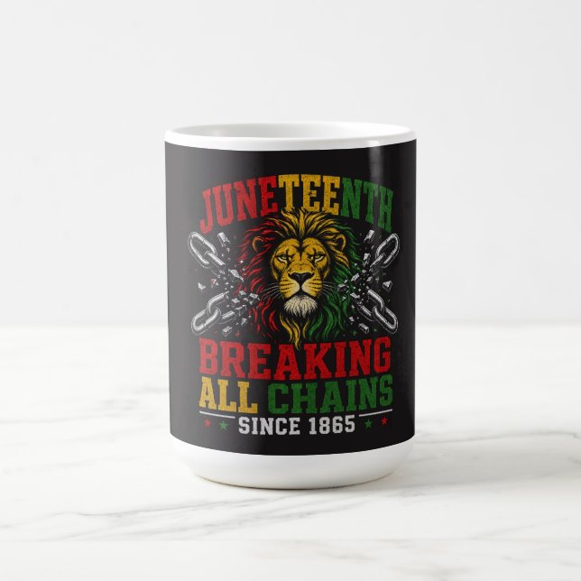 Mug Juneteenth Lion Liberté : Briser les Chaînes Depui (Centre)