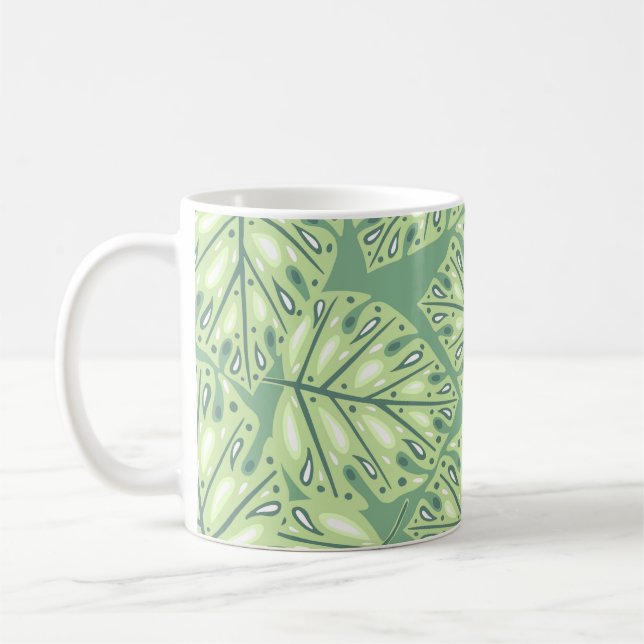 Mug jungle botanique sans couture motif en vert pastel (Gauche)