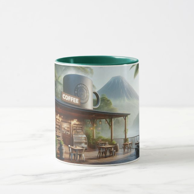 Mug Jungle Coffee Oasis with Majestic Volcano View (Centre)