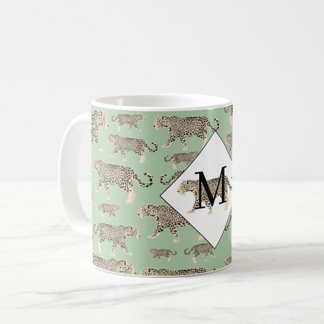 Mug Jungle Jaguar Motif animal Monogramme initial (Devant gauche)