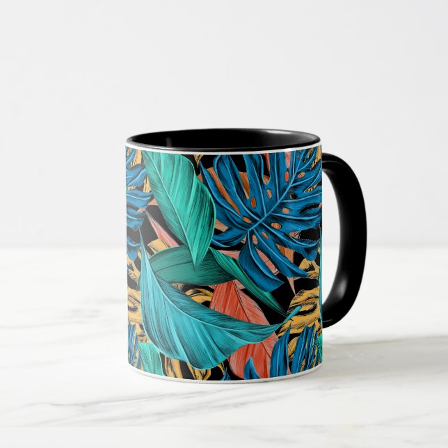 Mug Jungle tropicale à feuilles (Devant droit)
