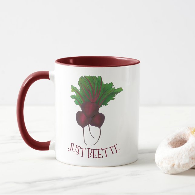 Mug Just Beet (Beat) It Funny Red Beets Garden Veggie (Avec donut)