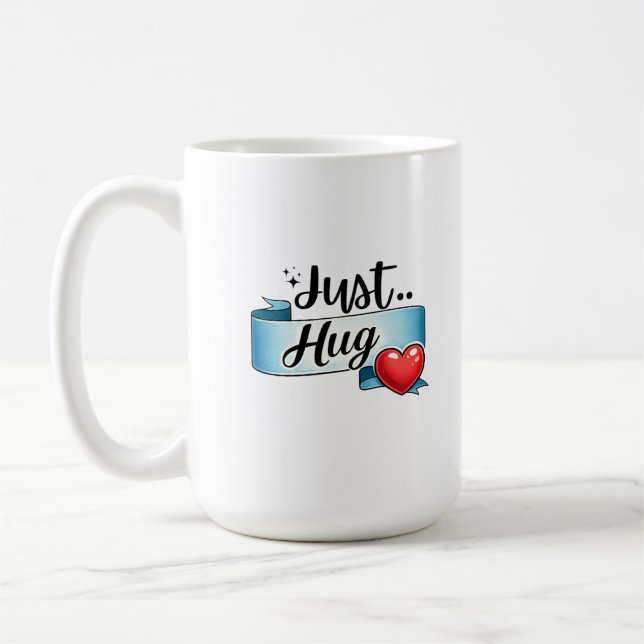 Mug Just Hug Cute Heart Ribbon  (Gauche)