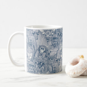 Mug juste animaux de la jungle africaine bleu de cobal