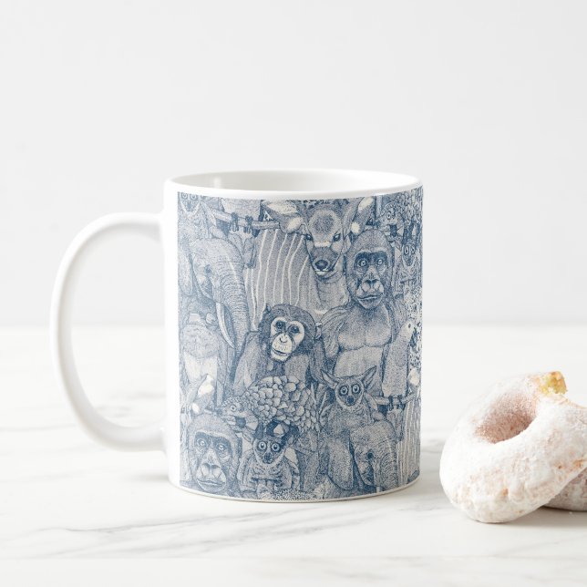 Mug juste animaux de la jungle africaine bleu de cobal (Avec donut)