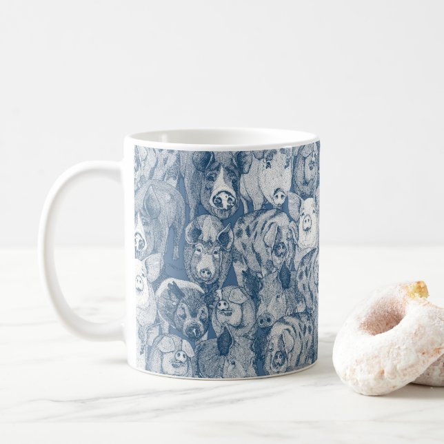 Mug juste des cochons cobalt denim (Avec donut)